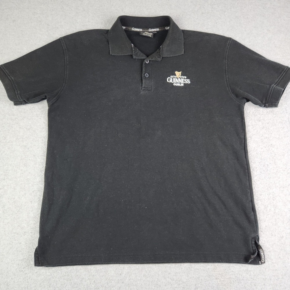 Guinness Polo Shirt Men XL Black Official Merchandise‎ Dublin Logo Short Sleeve